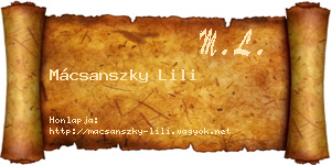 Mácsanszky Lili névjegykártya